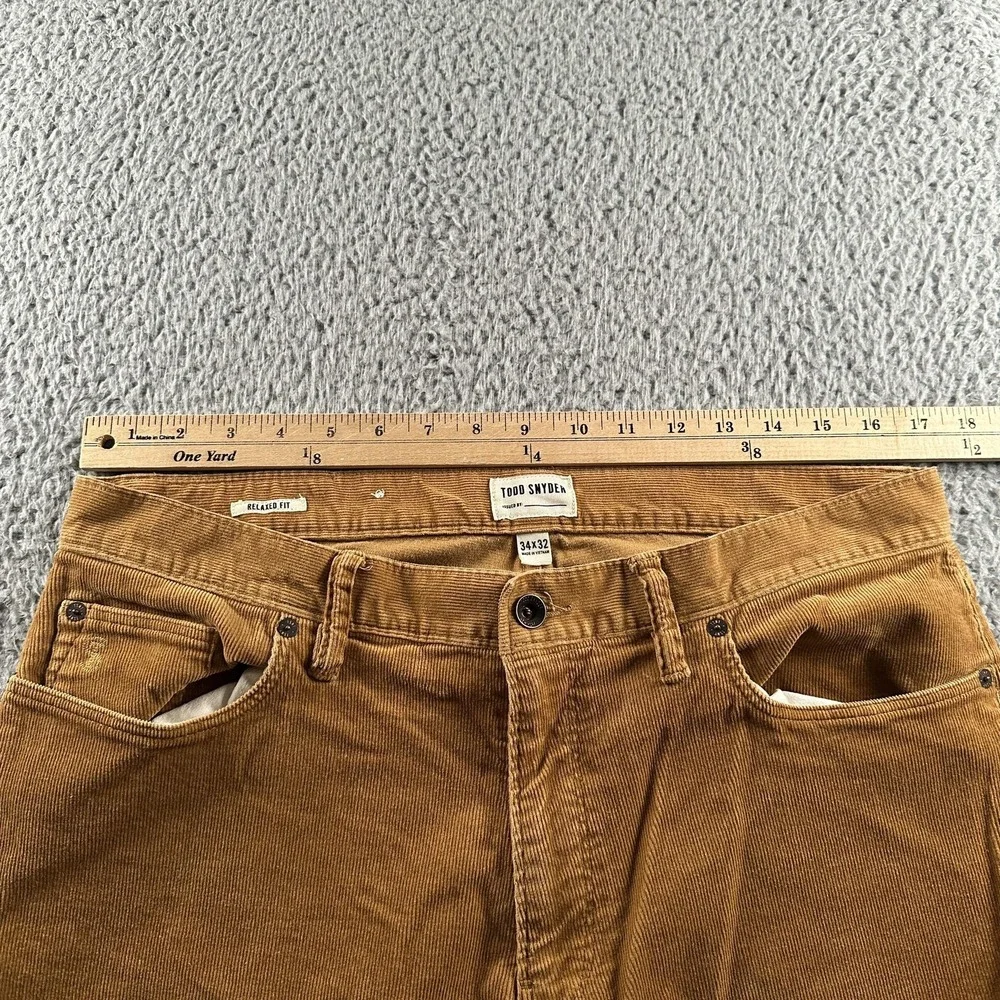 Todd Snyder Corduroy 5 Pocket Chino Pants Mens 34x32 Brown Relaxed Straight Leg
